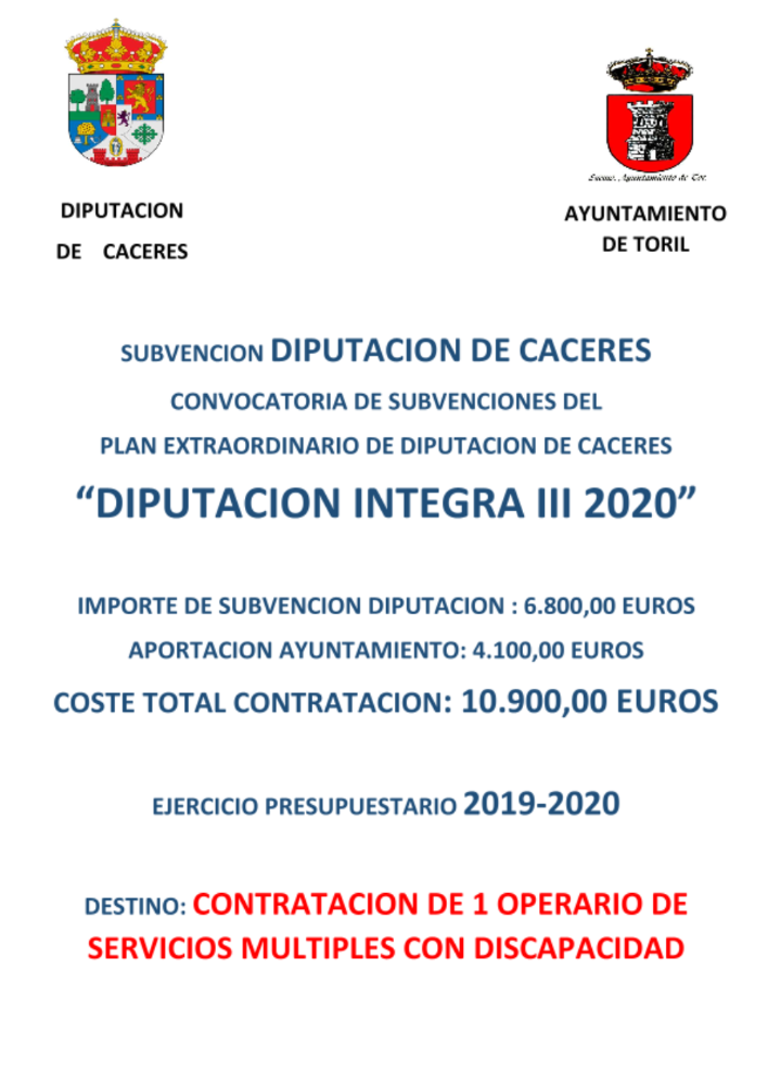Imagen SIBVENCION DIPUTACION PLAN INTEGRA III 2020